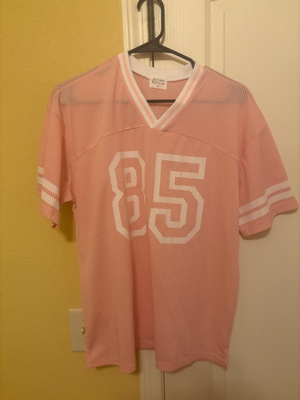 Pink Mesh Athletic Jersey Tee with Number 85